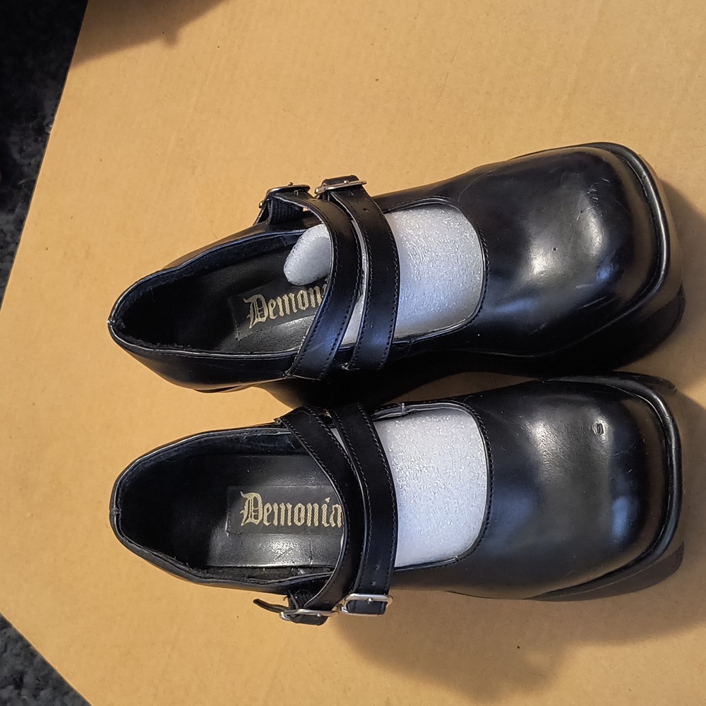 Women's demonia women's size 7 Mary Jane buckle strap wedges